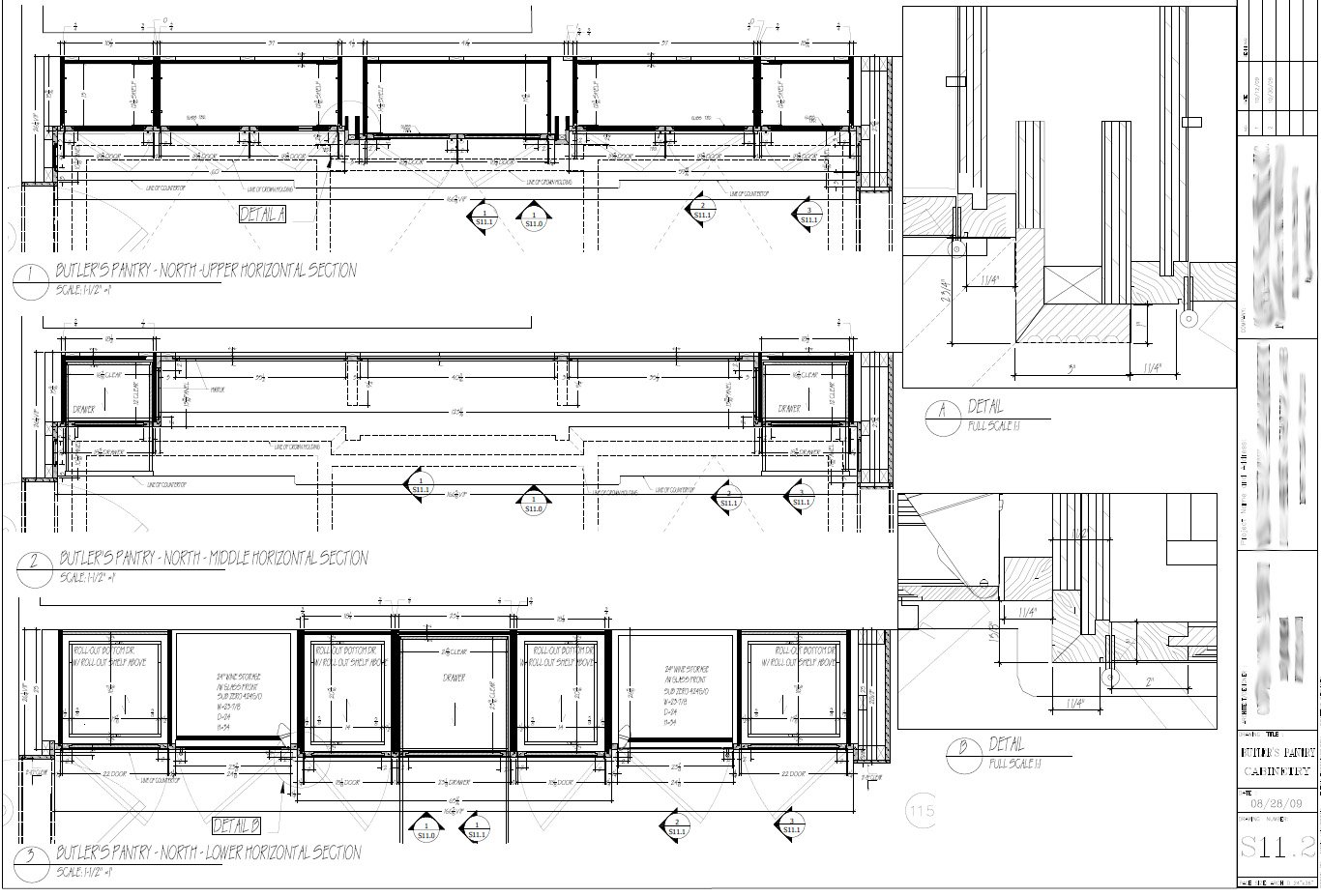 Architectural millwork shop drawing sample — section and detail