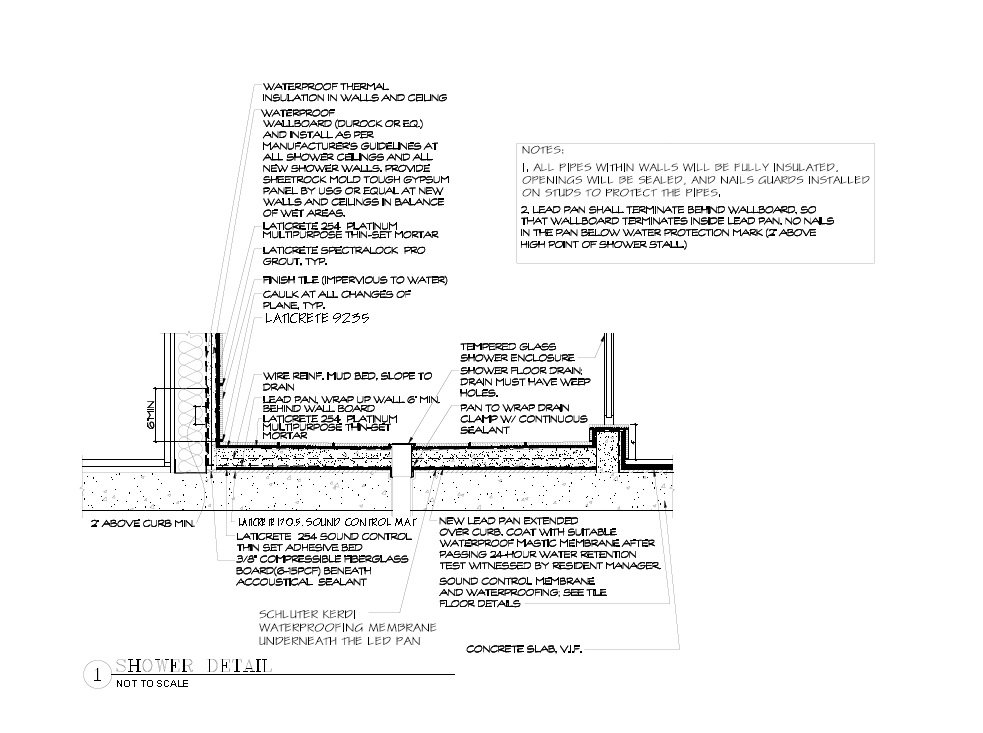 Tile shop drawing sample — section and detail